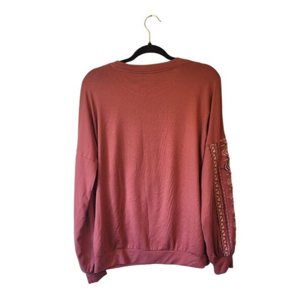 Cruel Denim Rust Embroidered Sleeve Long Sleeve Tee - Picture 2 of 7